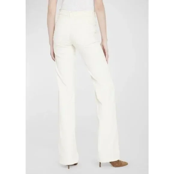 NWT 298 Veronica Beard Crosbie Cord Wide Leg Pants Jean Ecru Sz 27 NWT 298